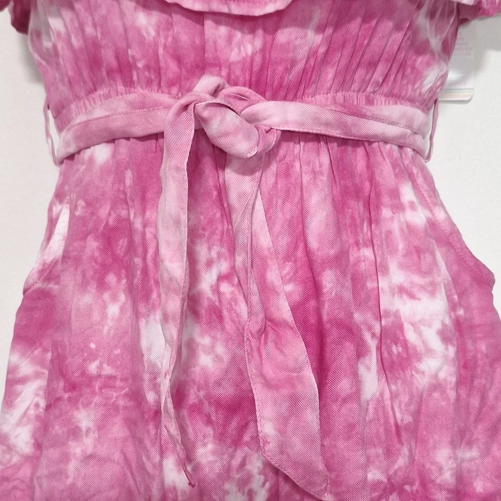 Justise Pink Tie-Dye Jumpsuit  Spaghetti Strap Wide Leg